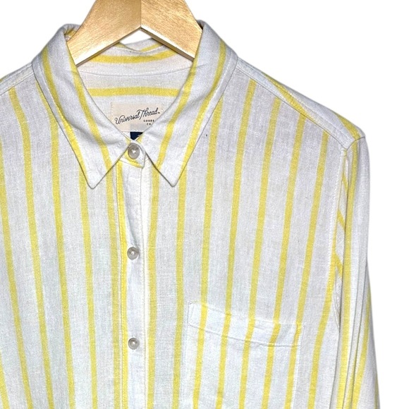 Universal Thread Tops - Universal Thread Womens Stripe Button Down Shirt Long Sleeve Pocket Medium